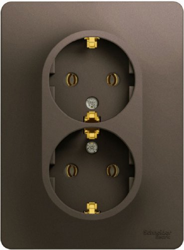 Розетка с заземлением Systeme Electric Glossa 1-м. 2 мод. шоколад картинка